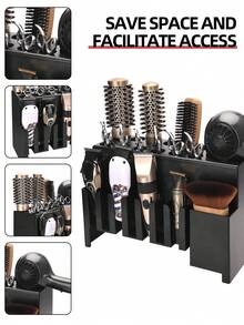 Professional Wall-Mounted Electric Hair Clipper Holder, Salon Beauty Storage Rack, Hair Styling Tool Organizer - Black - View 7