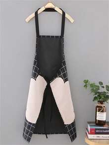 1/2pcs Fashion Princess Style Kitchen Apron With Pockets, Waterproof And Oil-Proof, Unisex Cooking Cleaning Bib Apron - Multicolor - View 8