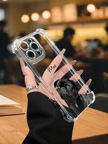 Funda para  con un adorable diseño de pug y esquinas reforzadas para protegerlo de los golpes. Compatible con los modelos  17/AIR/XSMAX/XR/11/12/13/14/15/16E/Pro/Promax/PLUS/MINI, y con las series  S, A, M, F y NOTE. Series  G/E, Transsion HOT/SMART/SPARK/NOTE, Redmi/ POCO/NOTE, Honor 400/Play/X, OPPO Reno/REALME/A. Funda para teléfono fabricada en TPU, a prueba de golpes, resistente a las caídas y a las manchas. Ideal para uso personal o como regalo, perfecta para San Valentín, Acción de Gracias, Halloween, Navidad, Año Nuevo y todas las ocasiones festivas. - transparente - Ver 4