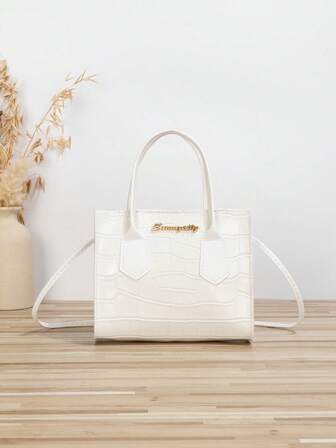 Bolso de mujer elegante y de moda con estampado de mil pájaros a cuadros, bolso blanco multifuncional de bandolera