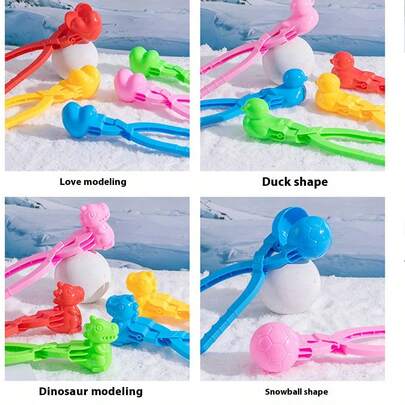 1 st snöbollsklämma förtjockad stor snöleksak med liten anka, snögubbe, hjärta, dinosaurie och andra verktyg, snöbollskrigsverktyg, present till vinter, födelsedag och nyår