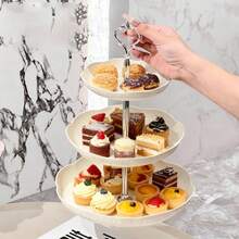 1pc 3-Tier Cake Stand With Tray, Dessert Display Rack, Appetizer Platter, Sweets And Cake Plate, Ideal For Birthday, Bridal Shower, Party, Wedding, Buffet Service