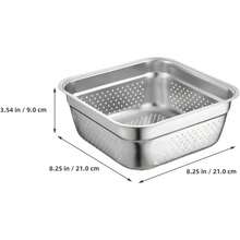 Colander Stainless Steel Fine Mesh Strainer Bowl Square Fruit Container Vegetable Drainer Basket Pasta Rice Food Draini - 21.00X21.00X9.00CM - View 2