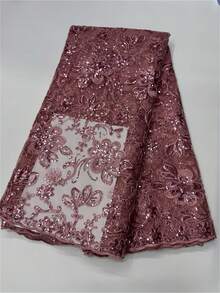 2026 African Mesh Sequined Lace Fabric High Quality French Tulle Lace Nigeria Mesh Lace Fabric Suitable For Party Wedding 5 Yards. - Multicolor - View 3