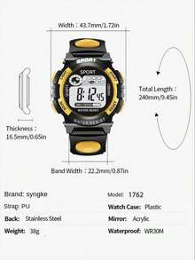 1块青少年/学生专用电子表 | 炫酷多功能夜光 | 秒表 | 闹钟 | 日期和星期显示，适合作为青少年生日、返校、节日礼物