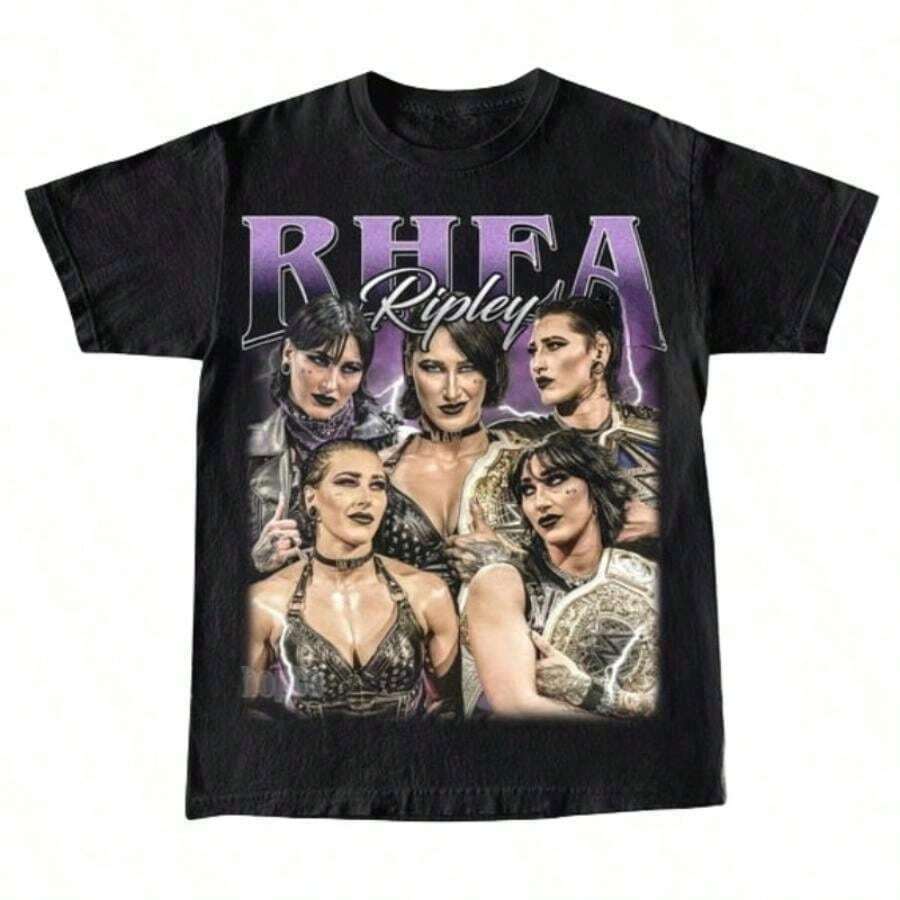 WWE Pro Wrestling Rhea Ripley Vintage Unisex T-Shirt - Black 27 - View 1