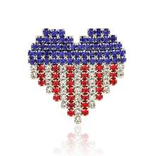 Rhinestone Waving USA Flag Brooch Pin For Men Women Silver Tone Fashion Crystal 4th Of July American Patriotic Medal Blue Red Enamel Brooches Dress Accessories S  Memorial Day Jewelry{Inchcolor_nameinch:InchHeartinch} - 心 - 查看 1