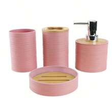 Bathroom Accessories Set 6 Pieces Bamboo Bath Ensemble Includes Soap Dispenser, Toothbrush Holder, Toothbrush Cup, Soap Dish For Decorative Countertop ,Birthday,Holiday,Housewarming,Christmas Gift Set (Grey,Black,Beige And White) Bathroom Accessories Bathroom Tools - Multicolor - View 25