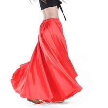 Satin Belly Dance Skirt, Circular Silhouette, Elegant Swaying Long Dress For Dancers - Multicolor - View 16