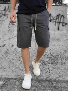 Ondway Kit Of 3 Beige/Gray Men's Cargo Shorts, Wide Leg, Skate Shorts, Side Pockets, Dressy, Spring/Summer, Going Out, Twill, Streetwear - 米色/冰灰色/灰色 - 查看 7