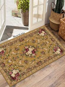 Tapete decorativo marrom com estampa floral retrô chinesa e padrão de vinhas (1 peça), ideal para sala de estar, tapete para sala de estar, tapete pequeno, tapete para sala de estar, tapete grande para sala de estar, tapete redondo, decoração de sala de estar, decoração de quarto, tapete lavável, tapete felpudo, tapete grosso, tapete grosso, tapete peludo, tapete para outono/inverno, tapete grosso.