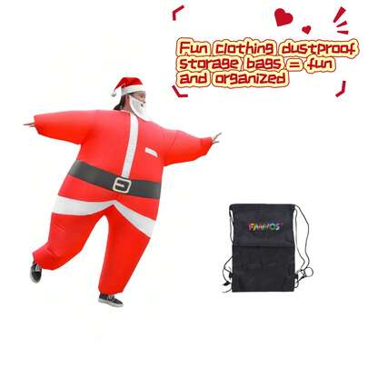 Conjunto de 1 boneco inflável de Natal com barba branca, chapéu e letras estampadas, feito de fibra sintética, perfeito para interação familiar, fotografia, apresentações de palco e todas as estações do ano.