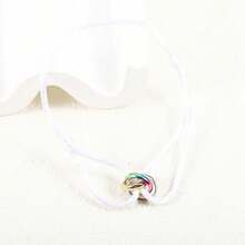 1pc Elegant Stainless Steel Triple Rings Crossing Bracelet, Colorful Triple Rings Lucky Charm Bracelet, Suitable For Daily Wear And Holiday Gifts