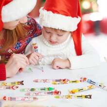 LOKIPA Christmas Multicolor Ballpoint Pen 24PCS 6 In 1 Christmas Ballpoint Pens 4 Colors Retractable Ballpoint Pens For Christmas Party School Office Random Style - Nhiều màu - Xem 8