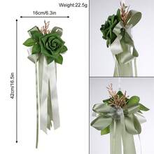 Ramos de flores de boda para novias, rosas artificiales con hojas y cintas para decoración de bodas y hogar. - Blanco - Ver 6