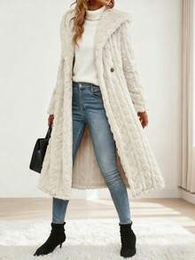Christmas Women's Hooded Knit Coat, Autumn And Winter Warm Overcoat, Casual Jacket Winter Clothes For Women - trắng - Xem 2