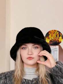 Classic Autumn/Winter New Solid Color Faux Sherpa Fluffy Hat, Women's Cute Bear Ear Cartoon Outdoor Stylish Warm Thick Baseball Cap, Casual, Party, Street, Polyester Embroidery Decor, Suitable For All Seasons