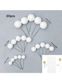 20 Stücke Schaumstoffkugel Tortendekoration, vier Größen und mehrfarbige gemischte Schaumstoffkugeln, Geburtstag, Hochzeit, Junggesellinnenabschied, Taufe, Gender Reveal Party, Rentnerparty, Themenparty Tortendekoration, passend, verschiedene Farben zur Auswahl, geeignet für verschiedene Anlässe (Bitte nach Anbringen des weißen Schlauchs verwenden. Die kugelförmige Oberfläche sollte den Kuchen nicht berühren.)