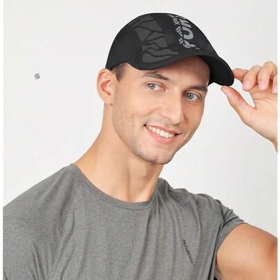 Summer New SPORT Letter Front Cap Men Breathable Mesh Sun-Shading Quick Dry Baseball Cap, Outdoor Sunscreen Snapback