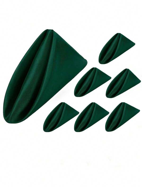 6pcs/12pcs Dark Green Christmas Satin Cloth Napkin, Satin Dinner Napkins, Handkerchief, Hotel, Birthday, Party, Event, Wedding Decoration Silk Napkin Cloth Placemats Table Napkins