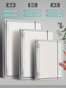 1 pieza Cuaderno de cuadrícula, cuaderno de espiral desmontable con estilo Ins simple de puntos, disponible en tamaño A5/A4/B5, 60 hojas/120 páginas, cubierta desmontable - Blanco - Ver 1