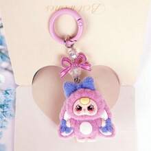 1个可爱卡通玩偶毛绒钥匙扣 - 蓬松毛绒钥匙圈，适合装饰包包/车钥匙，是送给女孩的完美礼物，彩虹毛绒兔子钥匙扣 - 可爱的卡通玩偶钥匙圈，柔软的毛绒动物吊坠 - 彩色 - 查看 9