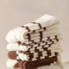 Knöchelsocken, Damen Twist Kabel Fleece Plüsch Hausschuh Socken dick warm thermisch Farbblock Innen Schlaf Socken, Schuhe, Frühling Sommer Auswahl, Brautjungfern Geschenke, Zimmer, Schlafzimmer Dekoration, Strand, Reisen, für Männer, für Frauen, Urlaub, Frauentag, Reiseaccessoires, Hochzeitsgeschenke, Y2k, Schlafzimmer, Autoaccessoires für Frauen, Küchendekoration - Verschiedenfarbig - Übersicht 4