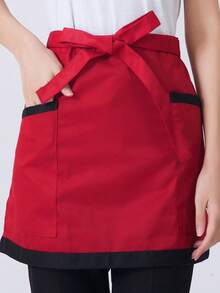 Black & Red Striped Waist Apron With Pockets - Fashionable Home Apron, Suitable For Waiters In Western Restaurants, Kitchen And Dining Use | Stylish Waist Apron | Adjustable - Multicolor - View 5
