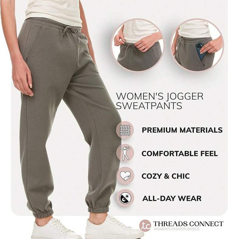 Sweatpants Women - Closed Cinch Bottom Fleece Lounge Womens Plus Size Joggers - Dark Grey - View 2
