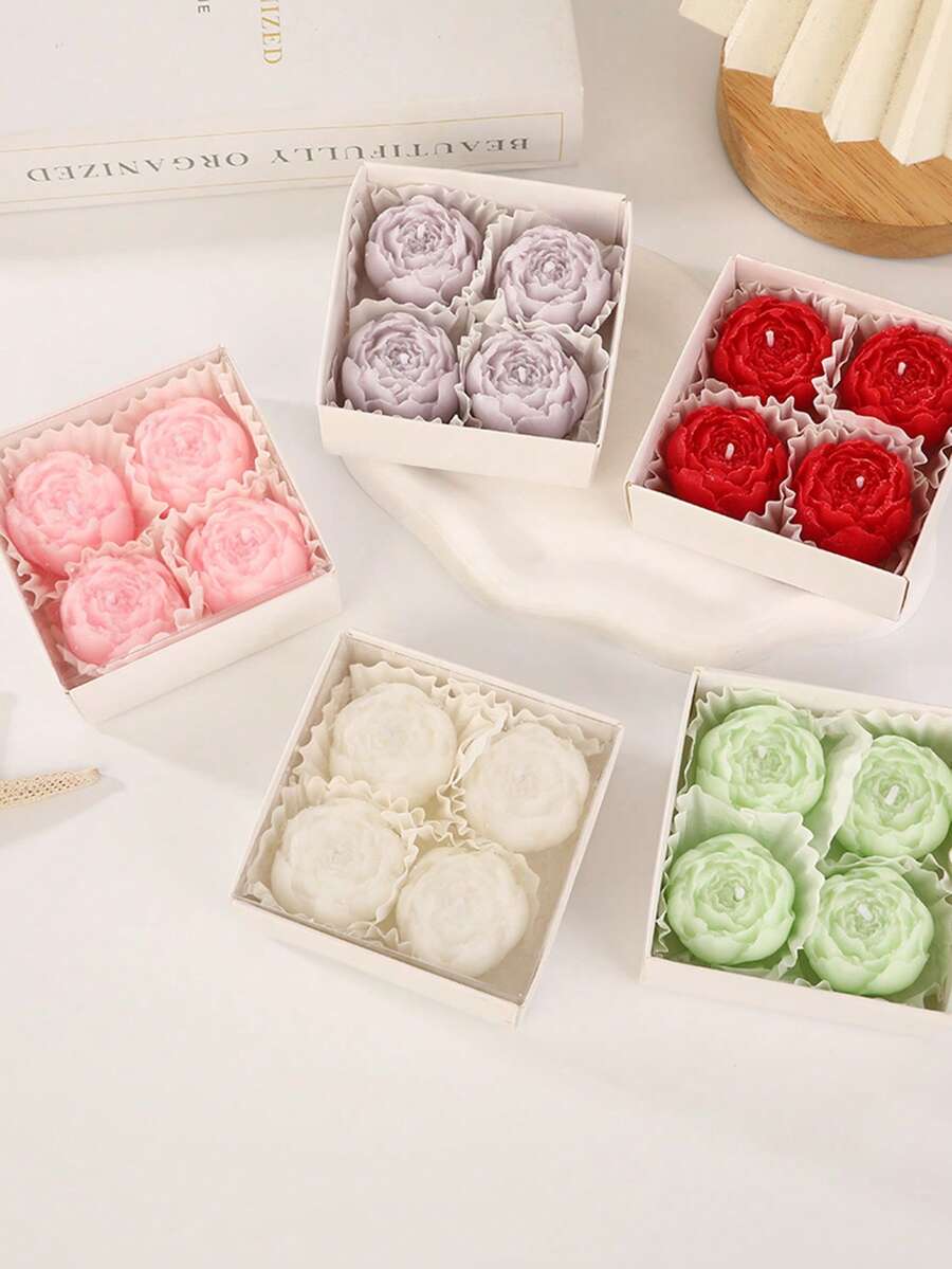 4支装花苞香氛蜡烛套装，无烟蜡烛，迷你蜡烛，2支随机颜色，造型礼品，氛围装饰，婚礼装饰，家居装饰，客厅装饰，桌面摆件，摄影道具，礼物，派对装饰，可爱蜡烛，生日装饰，蜡烛，蜡烛，女士礼物，家居装饰蜡烛，冬季礼物 - 查看 1