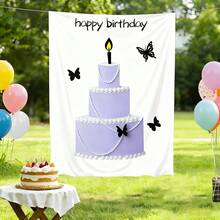 1 Set 2D Schmetterling 3-Lagen Kuchen Poster, Geburtstags Hintergrund Wandbehang, Party Dekorations Banner, Innen-/Außen Fotografie Requisite