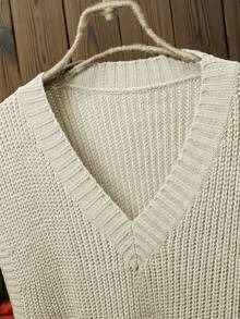 Plus Size Women Loose Fit V-Neck Sleeveless Pullover Sweater Vest