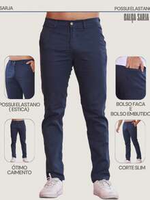 Men's Twill Pants Kit Men's Pants With Lycra Elastane - 海軍藍 - 黑色 - 查看 3