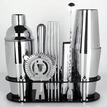 KCJLHGT 2-17Pcs Cocktail Shaker Set 750ml(25oz), 750/600ml(25/20oz) Bartending Kit Bar Shakers Tools Bartender Kit With Cocktail Recipe Stand For Family, Party. Bar Cocktail Accessories - Silver - View 3