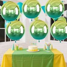 6Pcs Gradient Green Round Foil Balloons, 22 Large Helium Ball Mylar Balloon, Metallic Green Foil Balloon Birthday Graduation Wedding Halloween Disco Prom Tropical Party Decorations - 漸變綠 - 查看 6