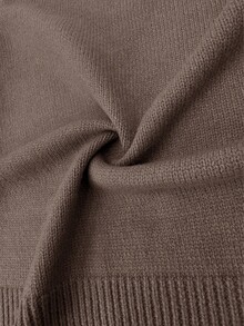 For Love & Bella Women's Sexy & Elegant Deep V-Neck Solid Brown Knit Cardigan, Fitted Minimalist Button Front Knit Sweater, Autumn/Winter - Chocolate Brown - View 5