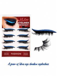 4 pares de delineador de ojos con purpurina autoadhesivo y set de pestañas postizas - resistente al agua, sin necesidad de pegamento, adecuado para maquillaje de fiesta y escenario. Adecuado para viajes, uso diario para principiantes, bodas, citas, fiestas, festivales. Muy adecuado para regalos de Navidad/Halloween. Paquetes de pestañas. - Multicolor - Ver 7