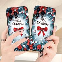 Custodia per telefono opaca a tema natalizio con fiocco di neve, ramo di pino e bacche, adatta per iPhone 17/17PRO/17AIR/17PROMAX/16E/16/16PRO/16PLUS/16PROMAX/15/15PLUS/15PRO/15PROMAX/14/14PLUS/14PRO/14PROMAX/13/13mini/13PRO/13PROMAX/12/12mini/11/Plus/Pro/Max/7/8/SE/XS/XS MAX/7P/8P, stile simile agli influencer, regalo di Natale perfetto, accessorio festivo, design invernale, motivo a bacche, custodia durevole - Bianco antico - Visualizzare 8