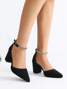 Women's New Fashion Rhinestone Pointed Toe Slingback High Heel Shoes, Versatile For Party And Occasion, Spring/Summer - Black - View 6