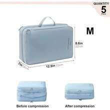 Double-Layered Compression Packing Cubes Travel, Luggage Organizer Bags Compressible Suitcase Packing Bag Travel Accessories, Blue, - Màu xanh lam - Xem 12