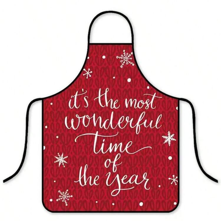 粉色圣诞驯鹿圣诞老人围裙，家居清洁厨房烹饪防污罩衣，家政工作制服 - 彩色 - 查看 20