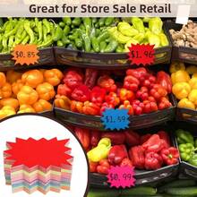 400 Pieces Burst Signs, 3.5x 2.8 Inch Small Fluorescent Neon Signs With 8 Bright Colors, Blank Price Tags, Paper Sign Cards Retail Store Yard Garage Poster Board Decorations - Red, Rose Red, Yellow, Blue, Orrange, Saffron, Green, Purple - View 6