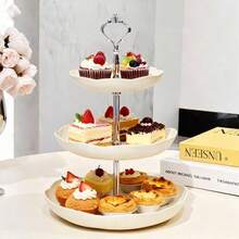 1pc 3-Tier Cake Stand With Tray, Dessert Display Rack, Appetizer Platter, Sweets And Cake Plate, Ideal For Birthday, Bridal Shower, Party, Wedding, Buffet Service
