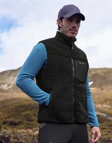 ¡RecomendadoPioneer Camp - Chaleco de forro polar Sherpa para hombre, con cierre completa, para invierno, pesado, cálido, acogedor, con bolsillos con cierre¡Top de Temporada - Negro - - Ver 3