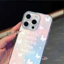 CLEAR  CASE Butterflies And A Goodnight Wish With StarsCompatible With  11 To  17 Models The Cases Lens Protection Function Ensures The Camera Remains Undamaged During Shooting  Guaranteeing Image Quality - Clear - View 3