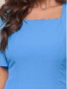 Women's Short Sleeve Princess Elegant Midi Dress - Azul bb - 查看 2