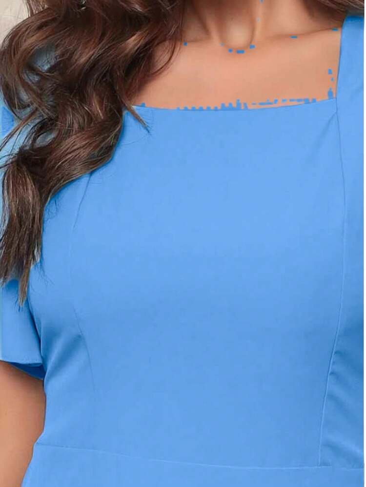 Women's Short Sleeve Princess Elegant Midi Dress - Azul bb - 查看 2