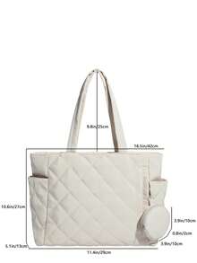 Große Kapazität Mode Stoff Tragetasche für Frauen, gesteppte Stickerei Rauten Baumwolle Umhängetasche mit Münzbeutel, 2 Stücke Set, geeignet für Einkaufen, Geldbörse, Büro, Universität, Arbeit, Geschäft, Pendeln, Outdoor-Aktivitäten, Reisen und Picknicks