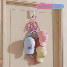 A Set Of 4-Ring Storage Hooks, Over-The-Door Hat Storage Clips, Household Baseball Cap Storage Rack, Multi-Functional Bag Hanging & Display Rack For Wardrobes