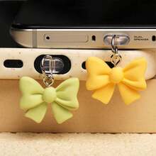 1/6pcs Color Bow Charging Port Dustproof Plug, Dopamine Good Mood Color Matching, Cute And Compact Resin Material Pendant, Bow Tie Decorative Pendant Accessories, Phone Tablet Earphone Kindle Charging Port Silicone Transparent Dustproof Plug, Friend Couple Best Friend Gift, Phone Charging Port Waterproof, - Multicolor - View 9